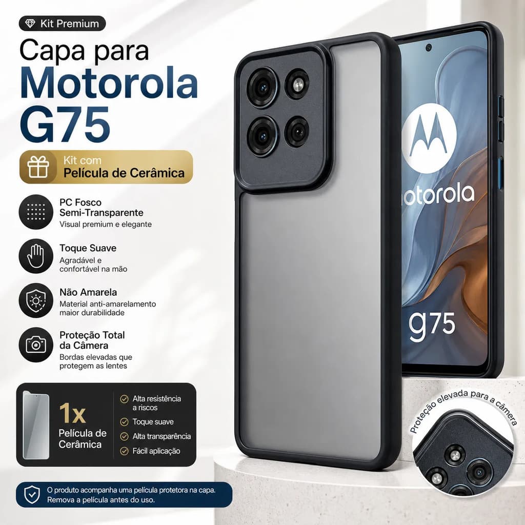Capinha Translúcida+pelicula Ceramica P/motorola G75 5g