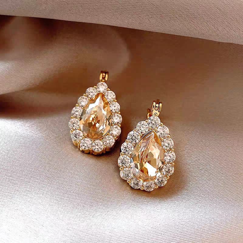 Dupla face piscando diamante zircão gota de água brincos luz luxo nicho High-End brincos moda feminina na moda