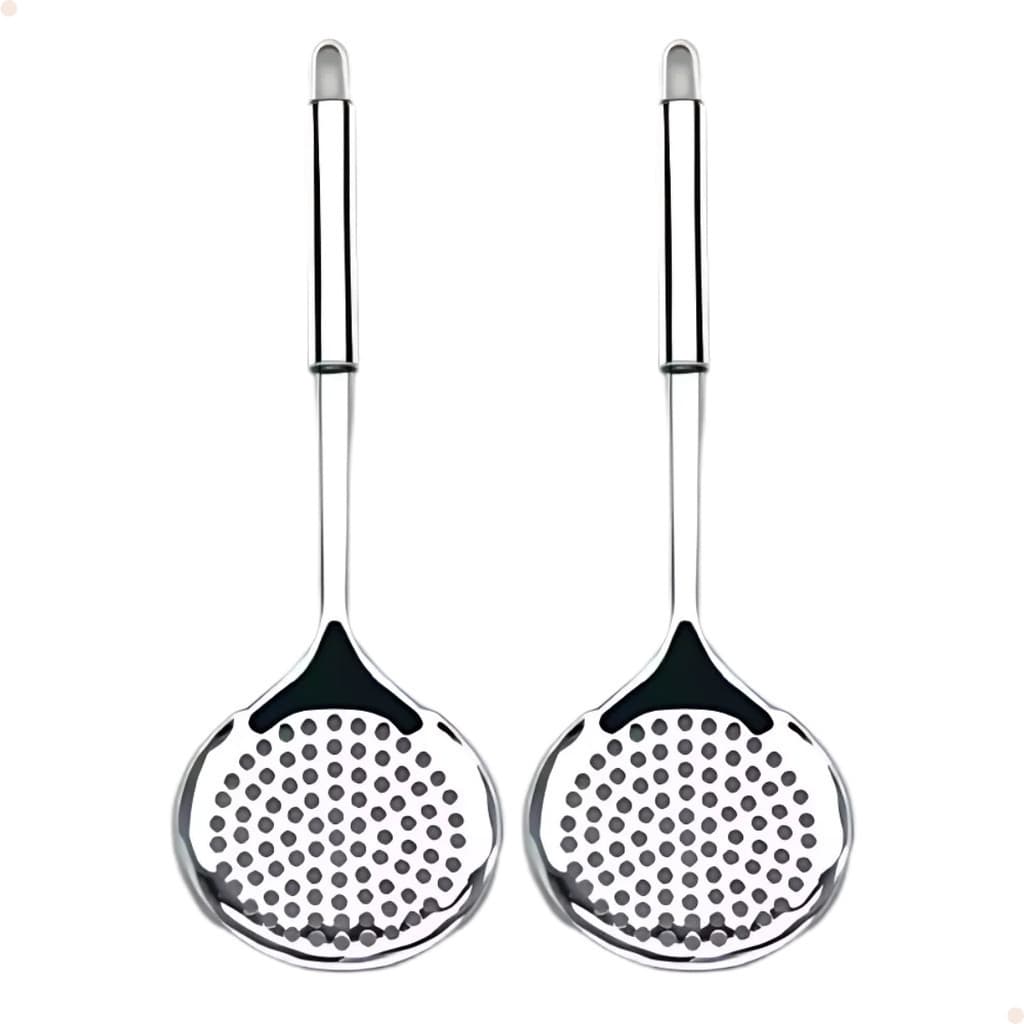 Escumadeira Grande Para Frituras Utensílio De Cozinha Aço Inox 32cm 2 Peças