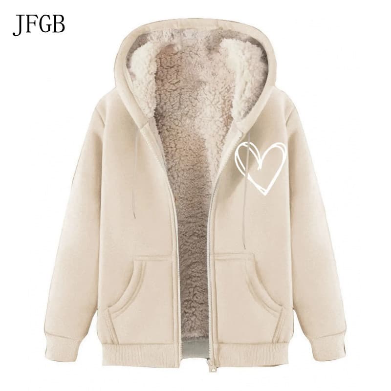 Jaqueta feminina, moletom com capuz de lã estampado Hable J H6650