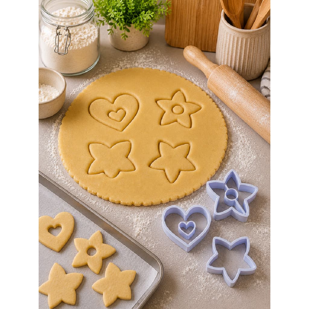 Cortador e Marcador de Biscoito | Pasta Americana | Massinha 3D - Coração e Estrela | Cookie Cutter