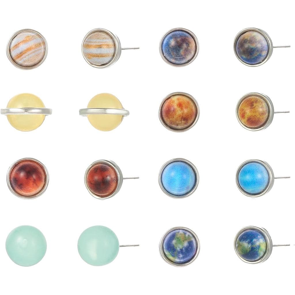 Brincos de Ouro Planetários para Mulheres, Joias Espaciais do Universo, Galáxia e Sistema Solar, Oito Planetas, Estrela