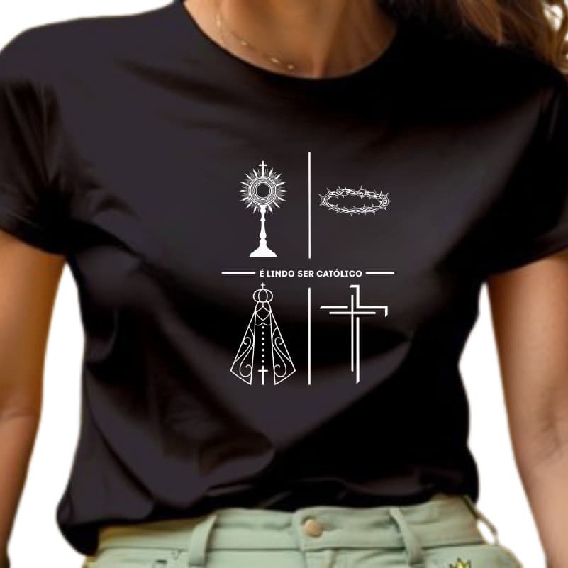 Camiseta Unissex Moda Católica Religioso Estampada Minimalista É Lindo Ser Católico Camisa Premium