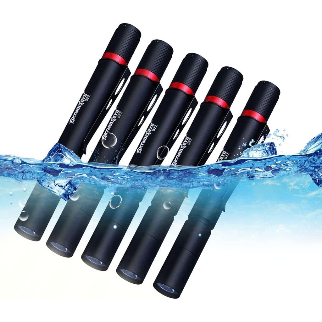 Pacote com 5 Lanternas em Forma de Caneta, Lanterna LED com 3 Modos, de Bolso com Clipe, Mini Lanterna Super Br
