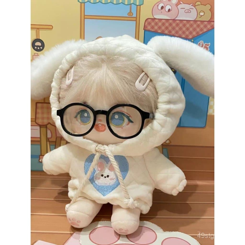 Em estoque: moletom com capuz e orelhas de coelho de pelúcia de 10cm, 15cm e 20cm para bonecas de algodão.