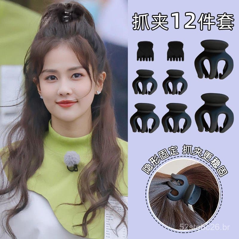 Presilha de cabelo pequena para rabo de cavalo alto para mulheres, presilha para a parte de trás da cabeça, presilha peq
