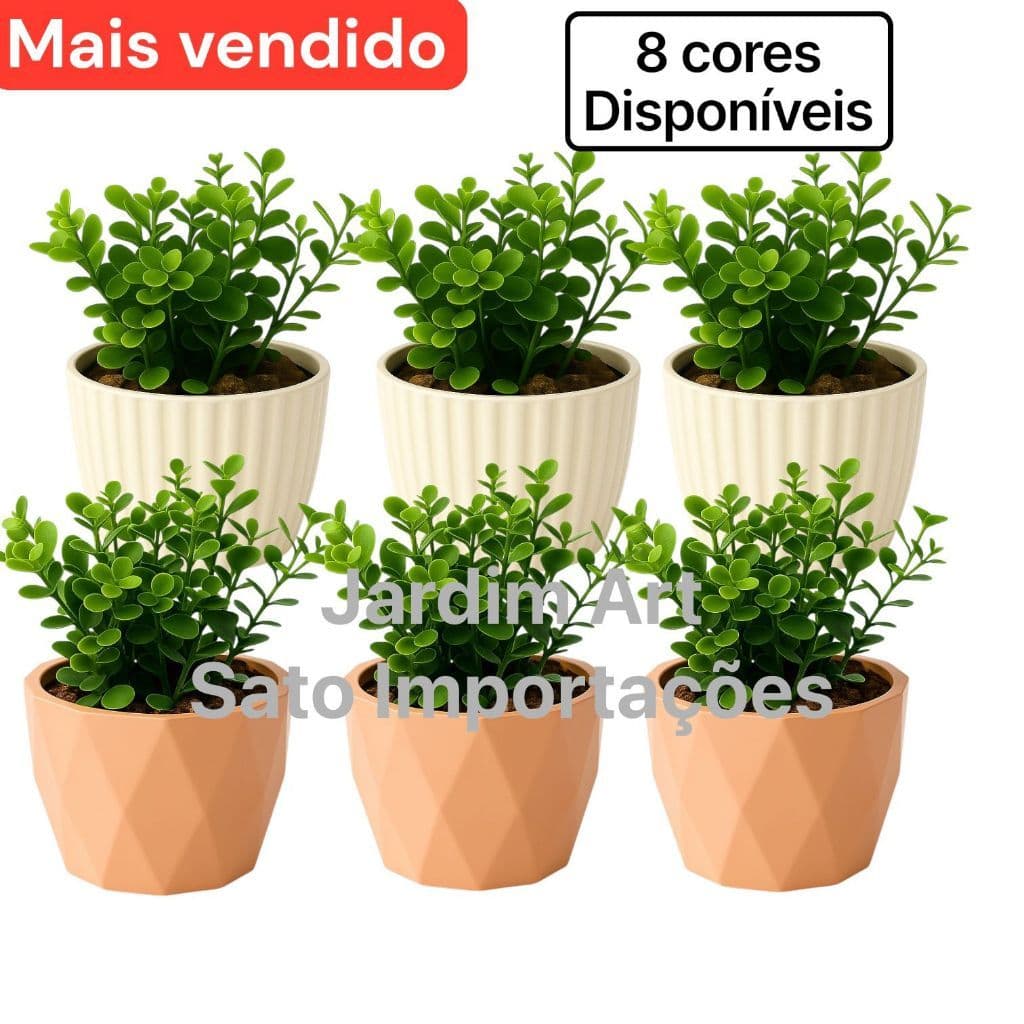 1 2 ou 3 Vasos Cerâmico Plástico com Buquê Buchinho Artificial com musgo – Decoração Elegante
