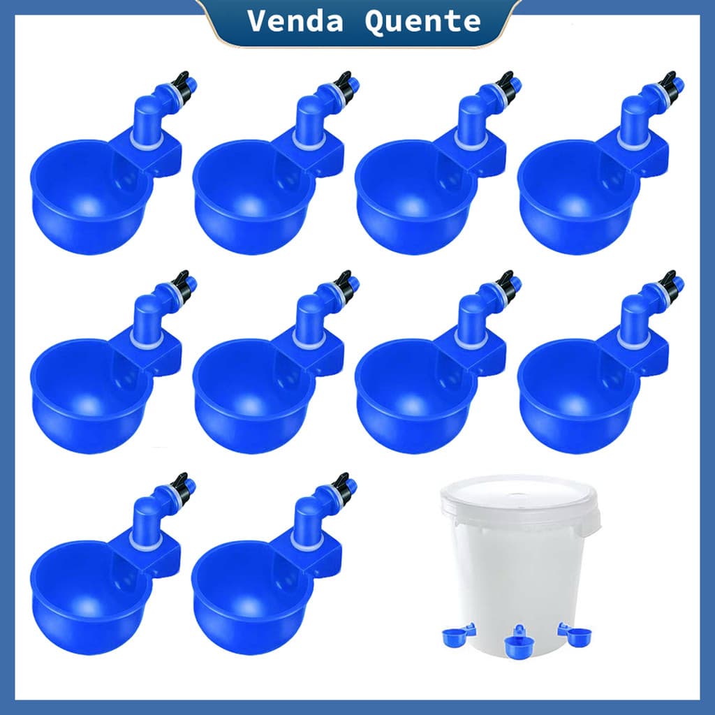 Bebedouro automático para frangos de 10 peças, bebedouro para aves, ferramentas para criação de aves, Azul