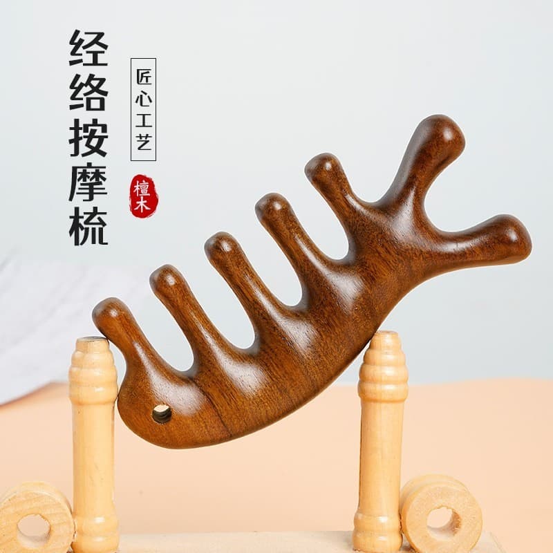 Pente de massagem Natural sândalo pente cabeça meridiano tratamento de cabelo massagem Anti-raspagem dente grande pente