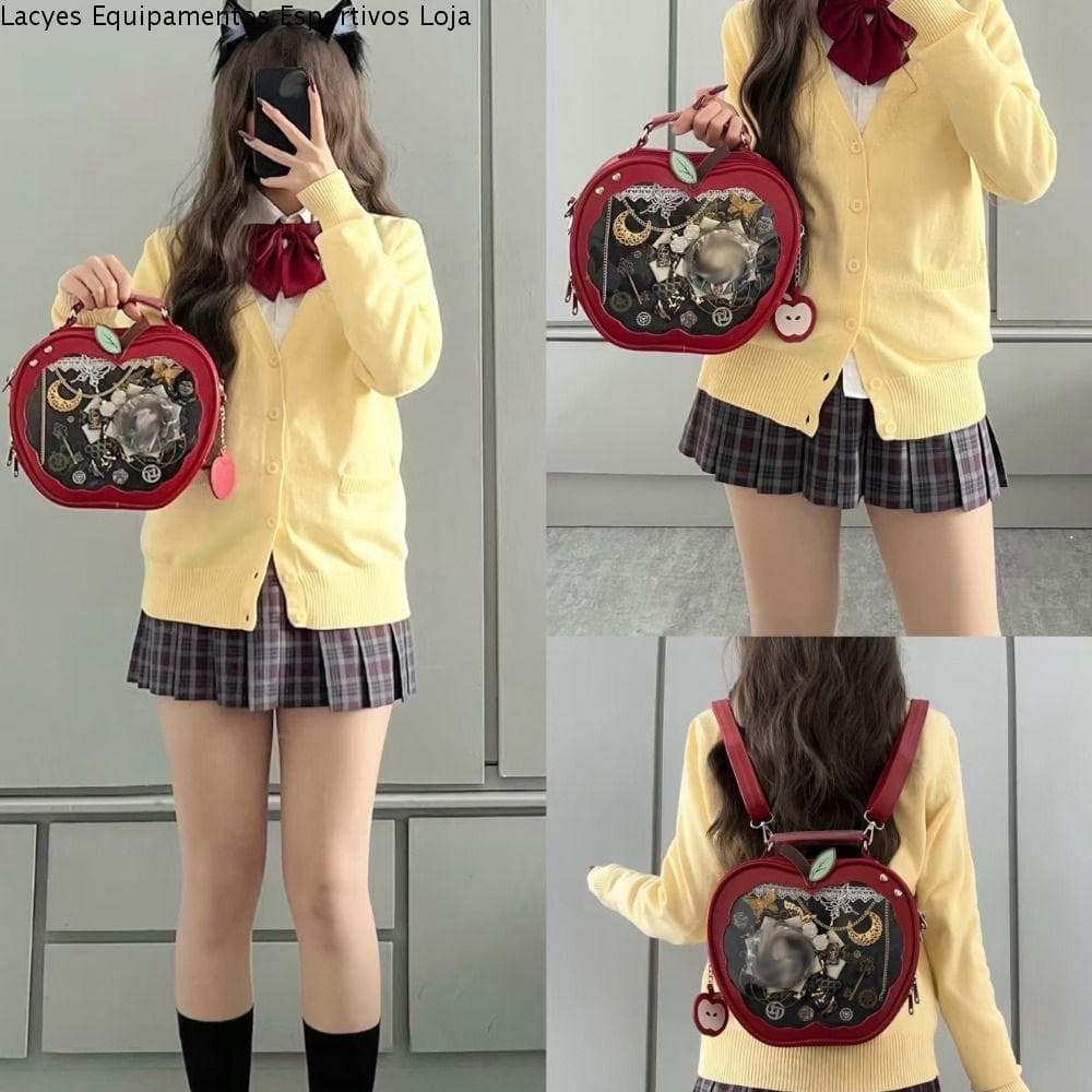 LACYES Kawaii Fruit Itabag , Bolsa De Boneca De Algodão PU Bolso Transparente Com Zíper Itens Pequenos Mochilas Da Moda