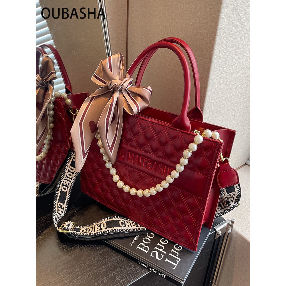 High-End saco vermelho senhoras 2026 novo estilo portátil saco de casamento nupcial grande capacidade Commuter Cross-cor