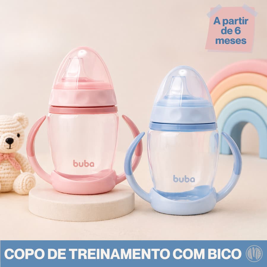 Copo Treinamento Bebê Buba Bico Silicone Alça Removível