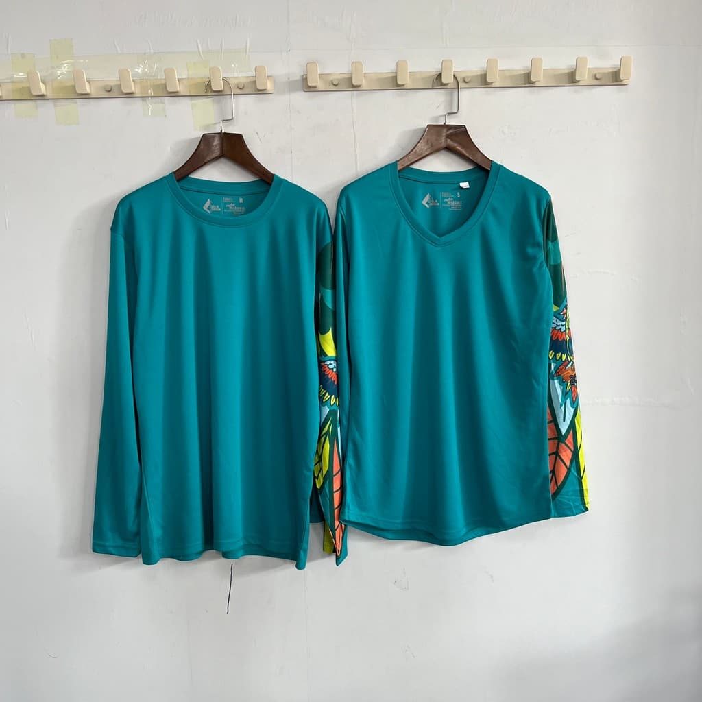 Roupas de secagem rápida de manga comprida soltas respirável esportes camiseta casal estilo contraste cor impressa manga