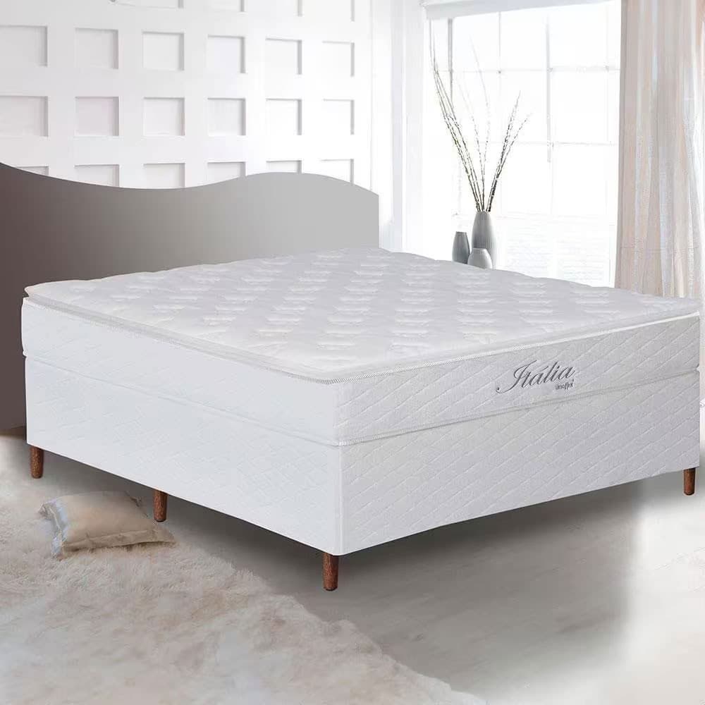 Cama Box Casal Itália Pillow Top Molas Ensacadas 69x138x188cm Umaflex