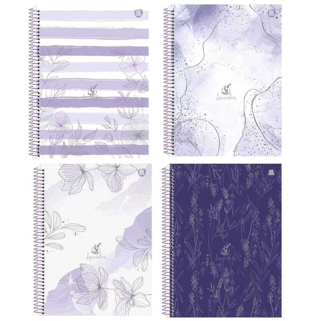 Caderno Universitário 10 Matérias 160 Fls Lilás Roxo Lavender Animativa