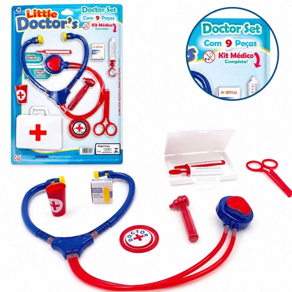 Médico Infantil Little Doctors 9 Peças Brinquedo Educativo 3+ Pica Pau