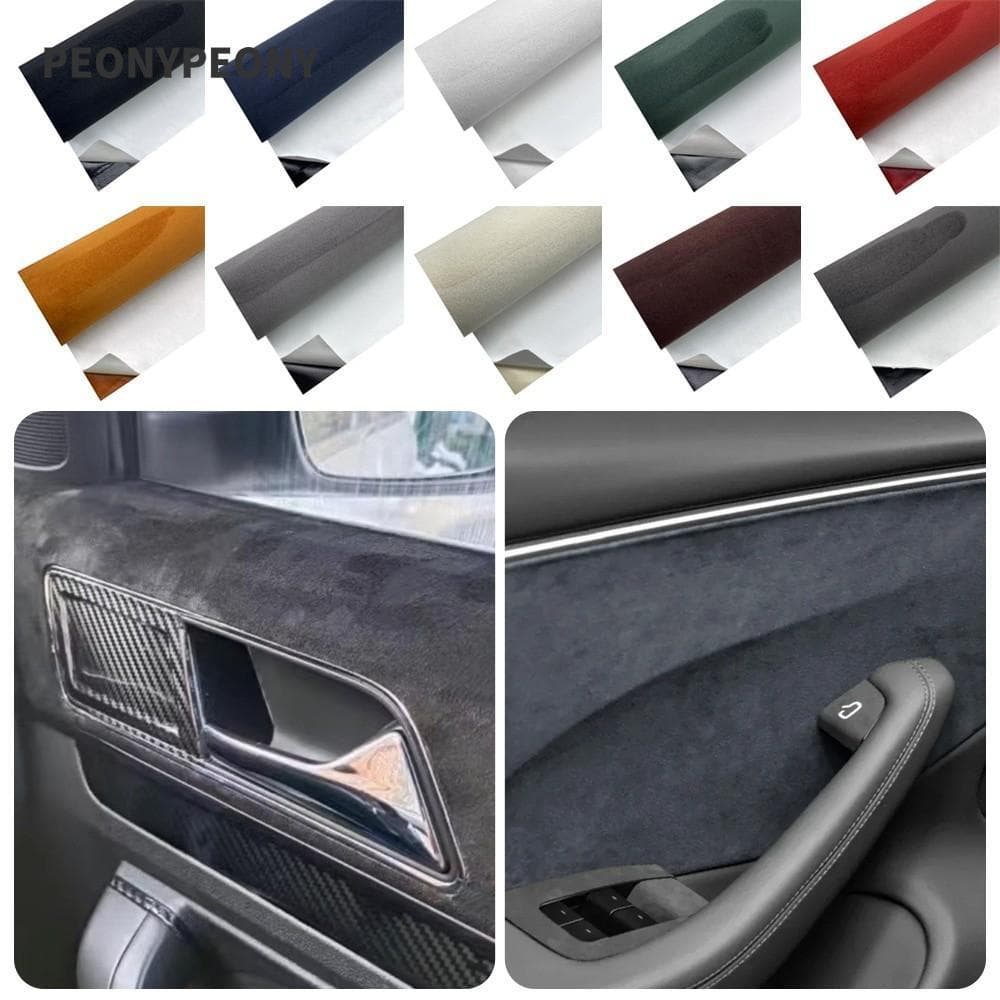 Adesivos De Modificação Interior Do Carro PEONY  , Textura De Camurça Premium Wrap Vinil Em Tecido Macio