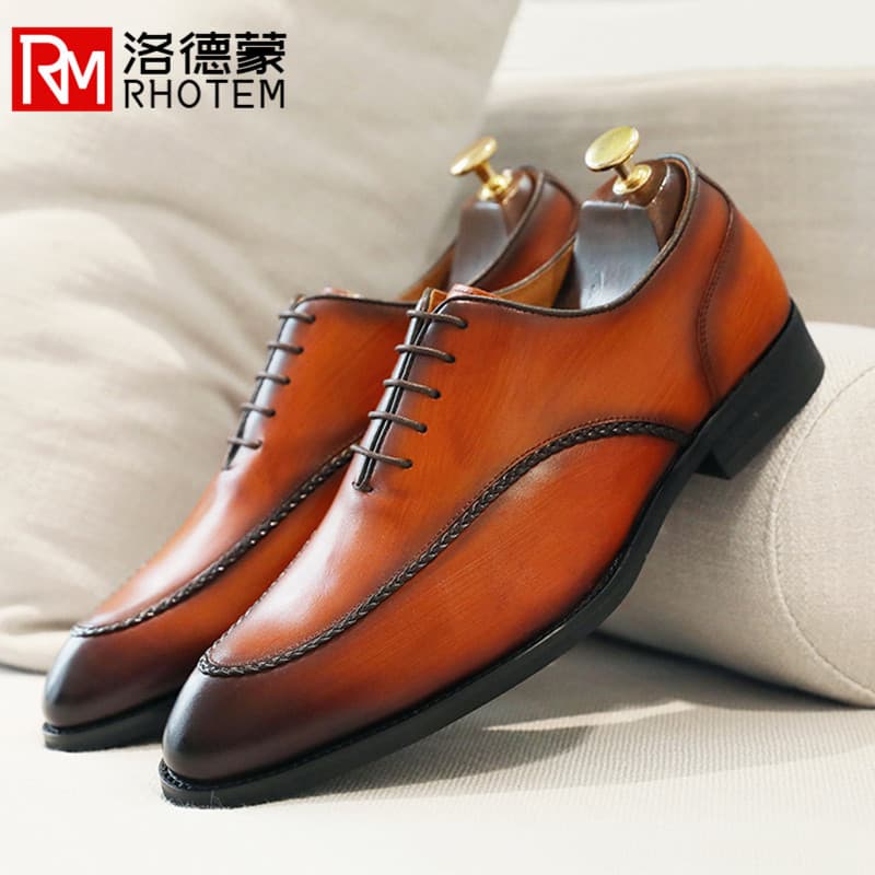 Nicho High-End Oxford sapatos de couro masculino novo desgaste Formal couro genuíno tamanho grande Retro apontou casamen