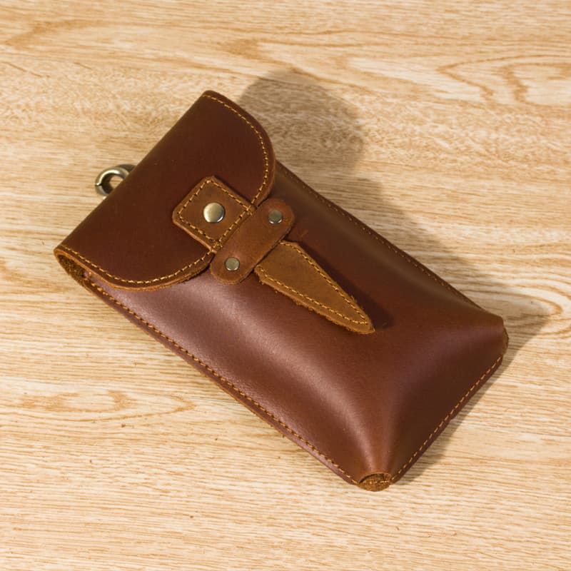 Retro Crazy Horse Couro Bolsa de Cintura de Camada Única Masculina Primeira Camada de Couro Vertical Bolsa de Cintura pa