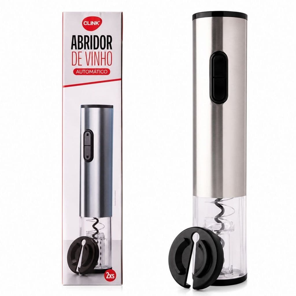Abridor Vinho Automático Cortador Lacres Aço Inox Premium Clink