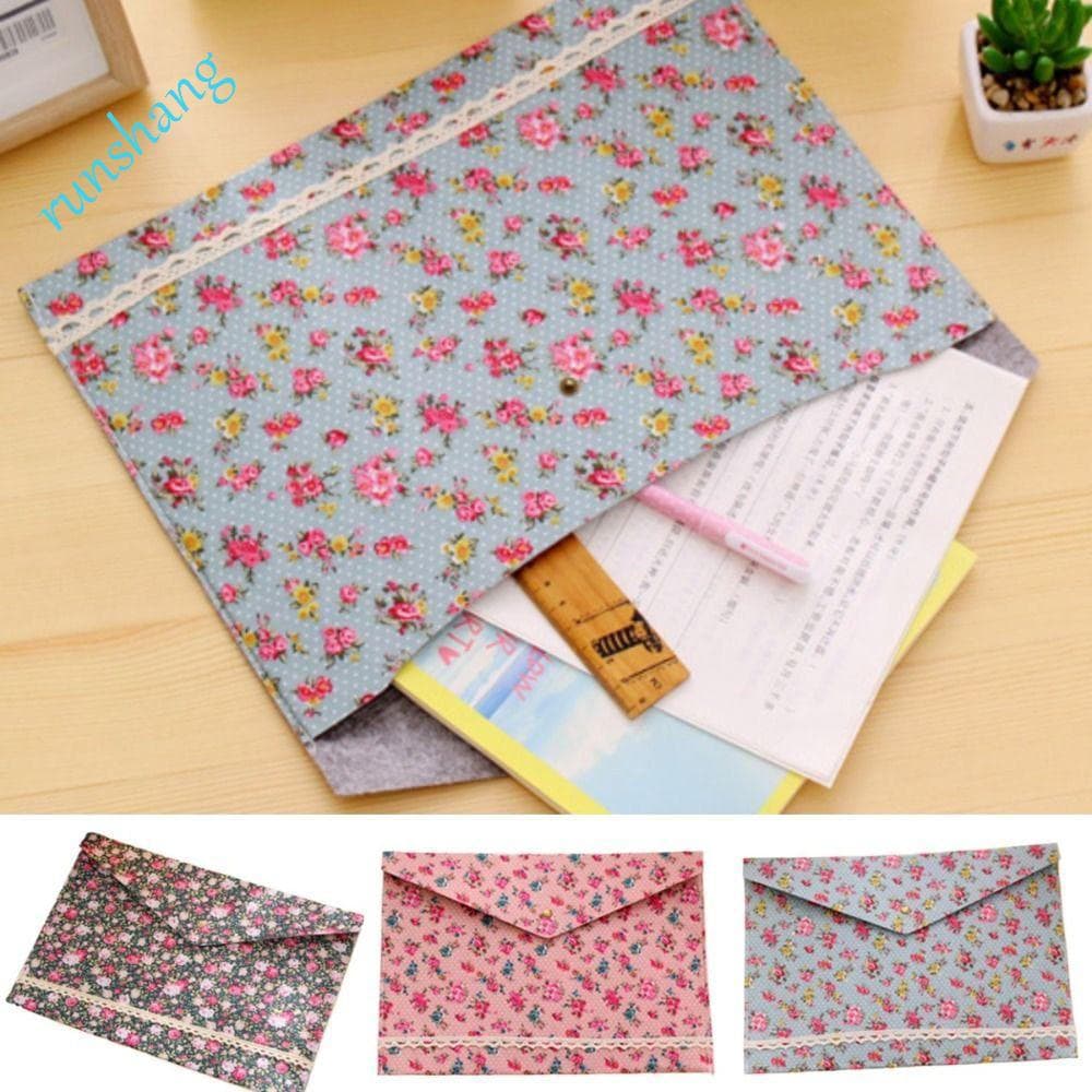 Bolsa De Arquivo Floral a4 RUNSHANG , Organizador De Envelope Macio Protetor De Documentos , Pasta De Botão De Grande Ca