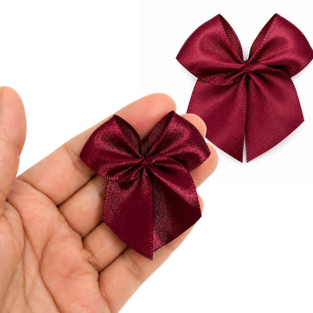 Lacinho Laço MARSALA em Cetim 20/40/100 UNIDADES - nº5 - 5 cm COM FITA PARA AMARRAR