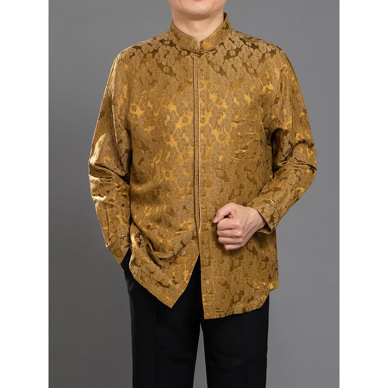 Baifulong High-End estilo chinês Tang terno camisa de manga comprida novo estilo de meia-idade juventude moda estilo chi