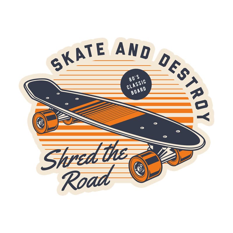 Decalque adesivo protetor solar à prova d'água para rua de skate clássico dos anos 80#1224