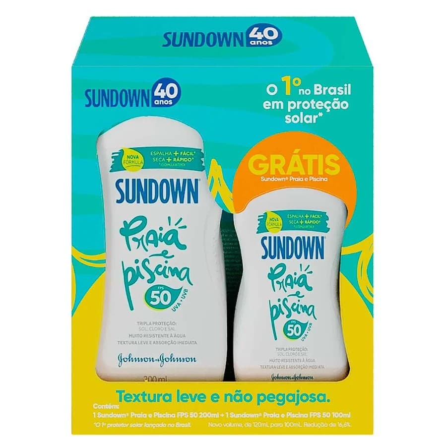 Kit Protetor Solar Fps 50 Sundown 200ml + Solar Fps 50 100ml