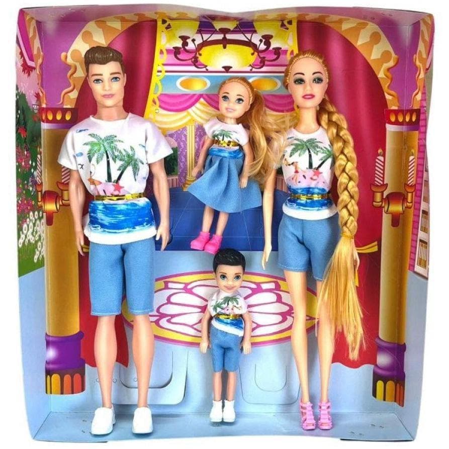 Bonecos Bella  Família Feliz Brinquedo Infantil Mãe, Pai e Filhos Com Roupas Combinando
