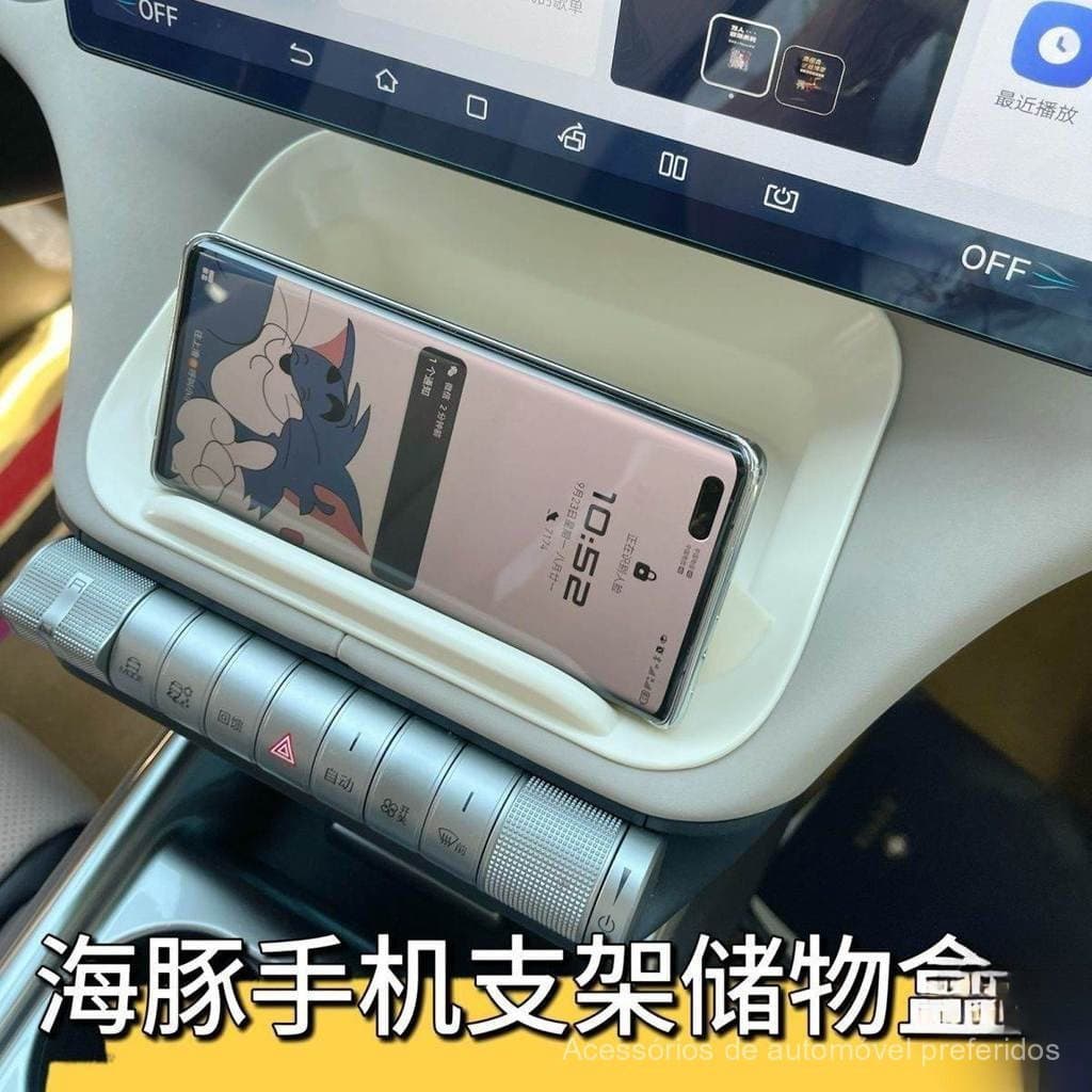Suporte para celular BYD Dolphin, caixa de armazenamento para carro, caixa de armazenamento sob a tela do console centra