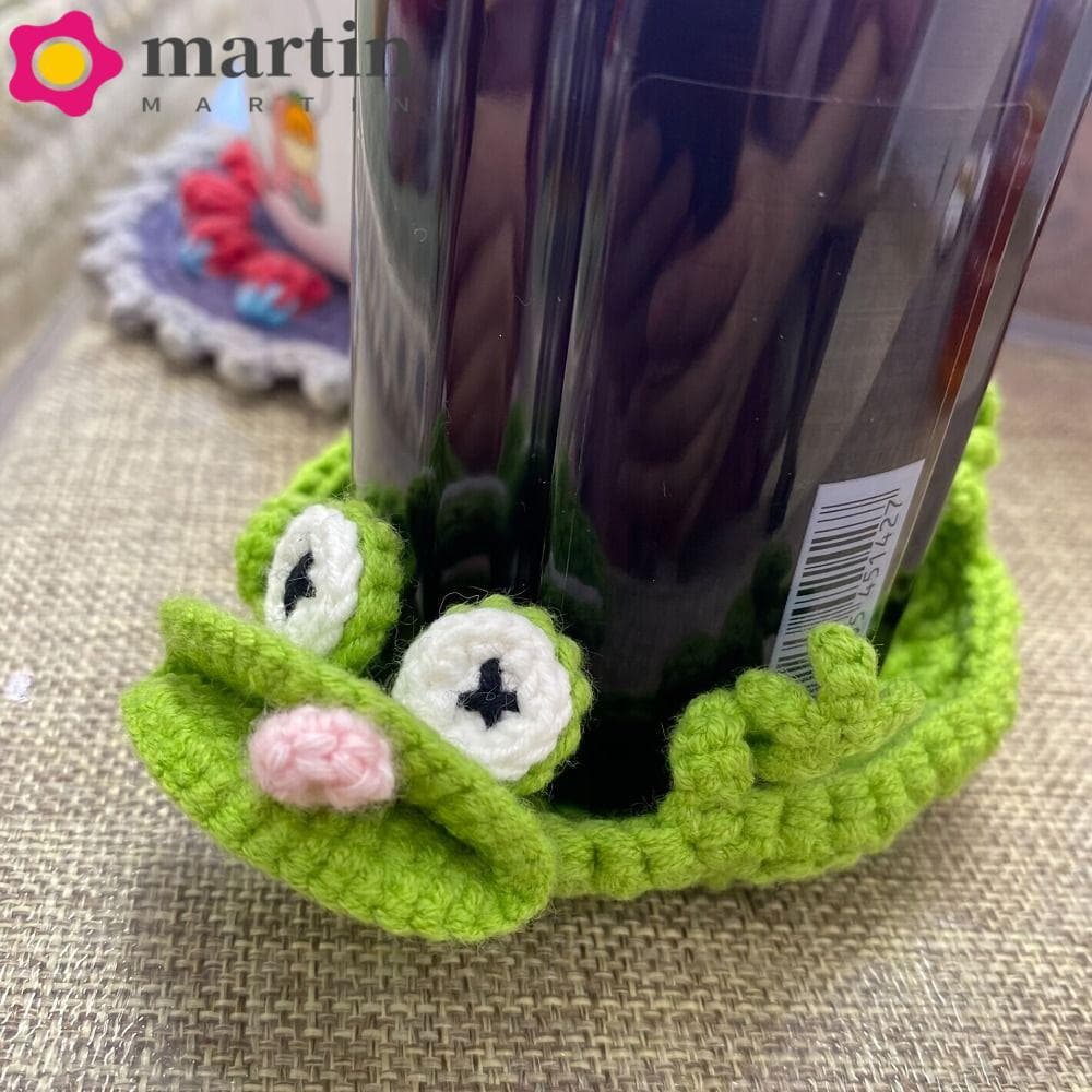 Porta-Copos De Sapo Tecido MARTIN , Esquilo De Crochê Pressionável Para Aliviar O Estresse , Tapete De Animal De Malha E
