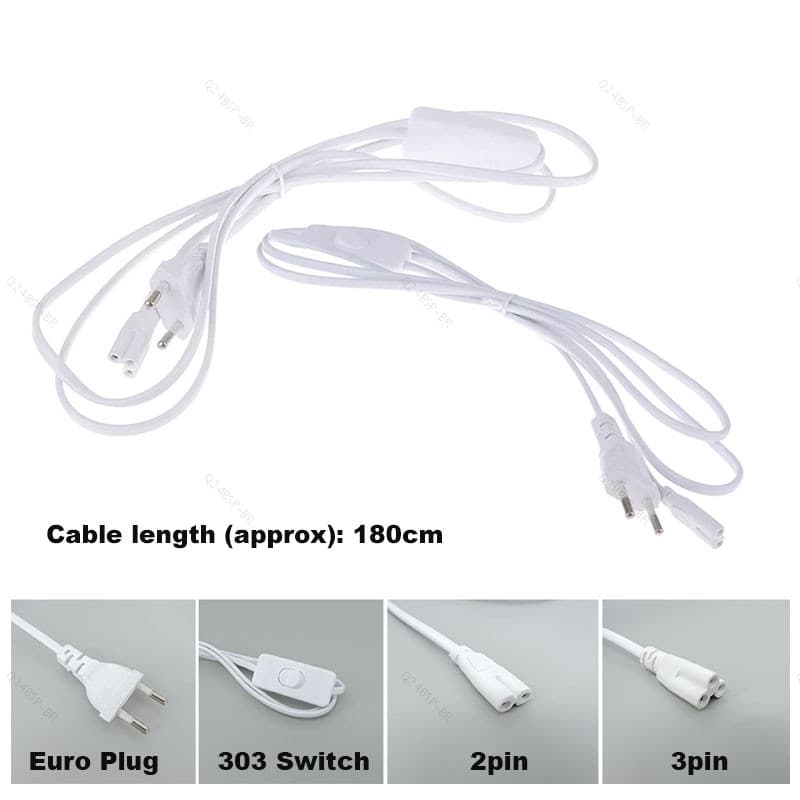 2 Furos 3 1.8m Acessório De Iluminação 250V Cabo De Tomada Da Ue Com Interruptor Liga/Desliga Para Tubo LED T5 T8 Carreg
