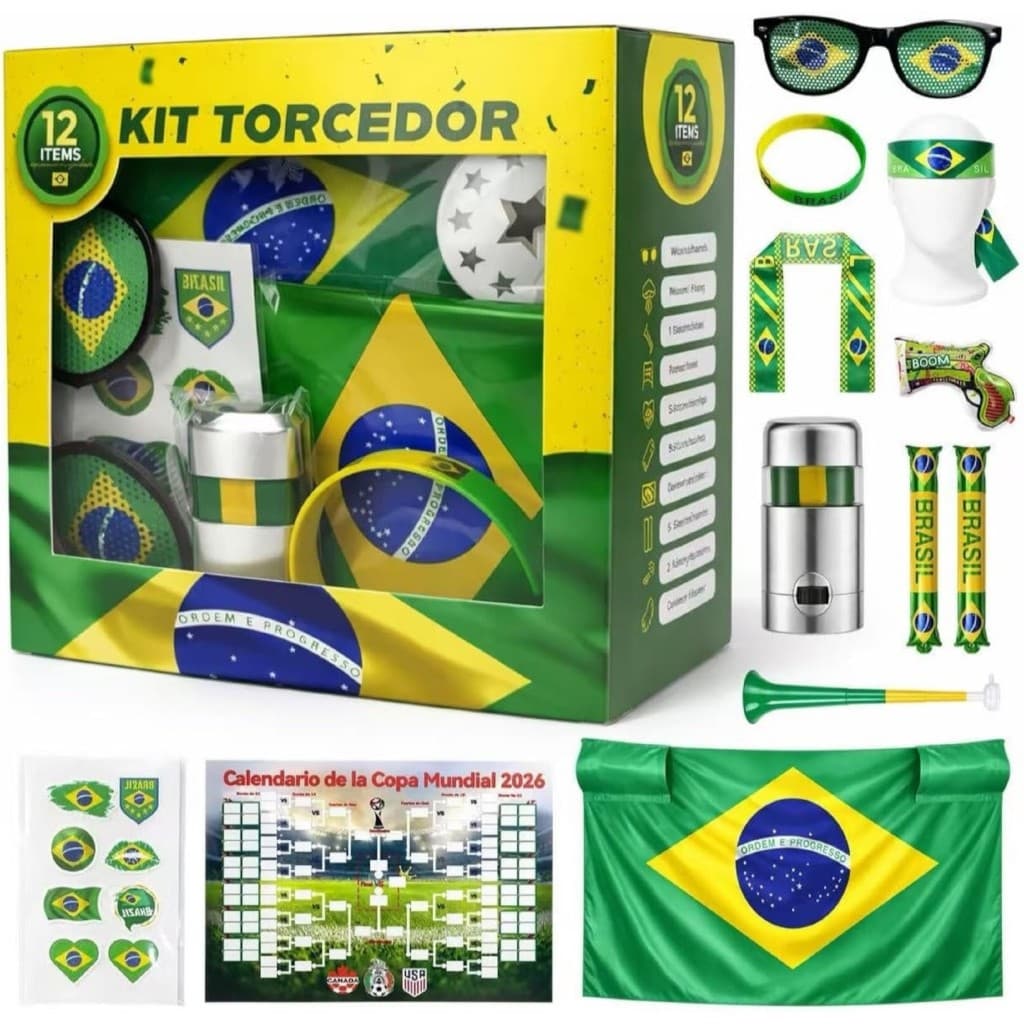 Kit De Torcida Para A Copa Do Mundo De 2026 Brasil 12 Itens