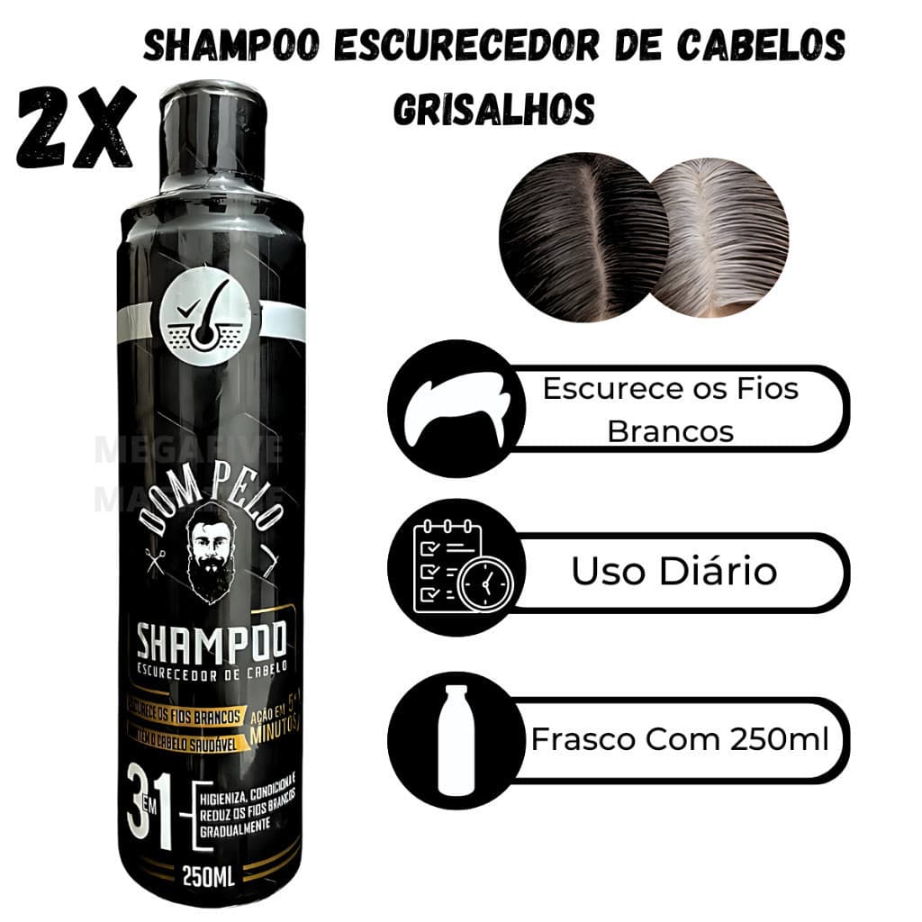 Shampoo Escurecedor De Cabelos Brancos e Grisalhos 250ml Profissional