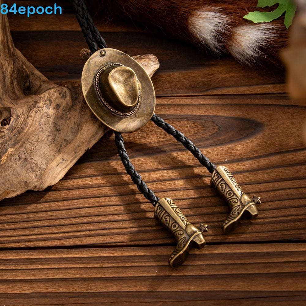 Colar Com Pingente De Boné De Cowboy BREPOCH , De Estilo Étnico De Cobre Bota Couro PU Prateado
