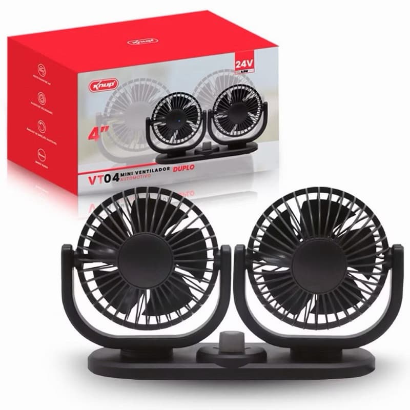 Ventilador Automotivo 24V Knup Super Potente com 3 Velocidades e Rotação Ajustável