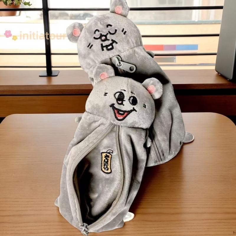 Initiatour Estojo De Pelúcia Com Mouse Sorridente De Desenho Animado , Bolsa Fofa De Papelaria Para Estudantes De Armaze