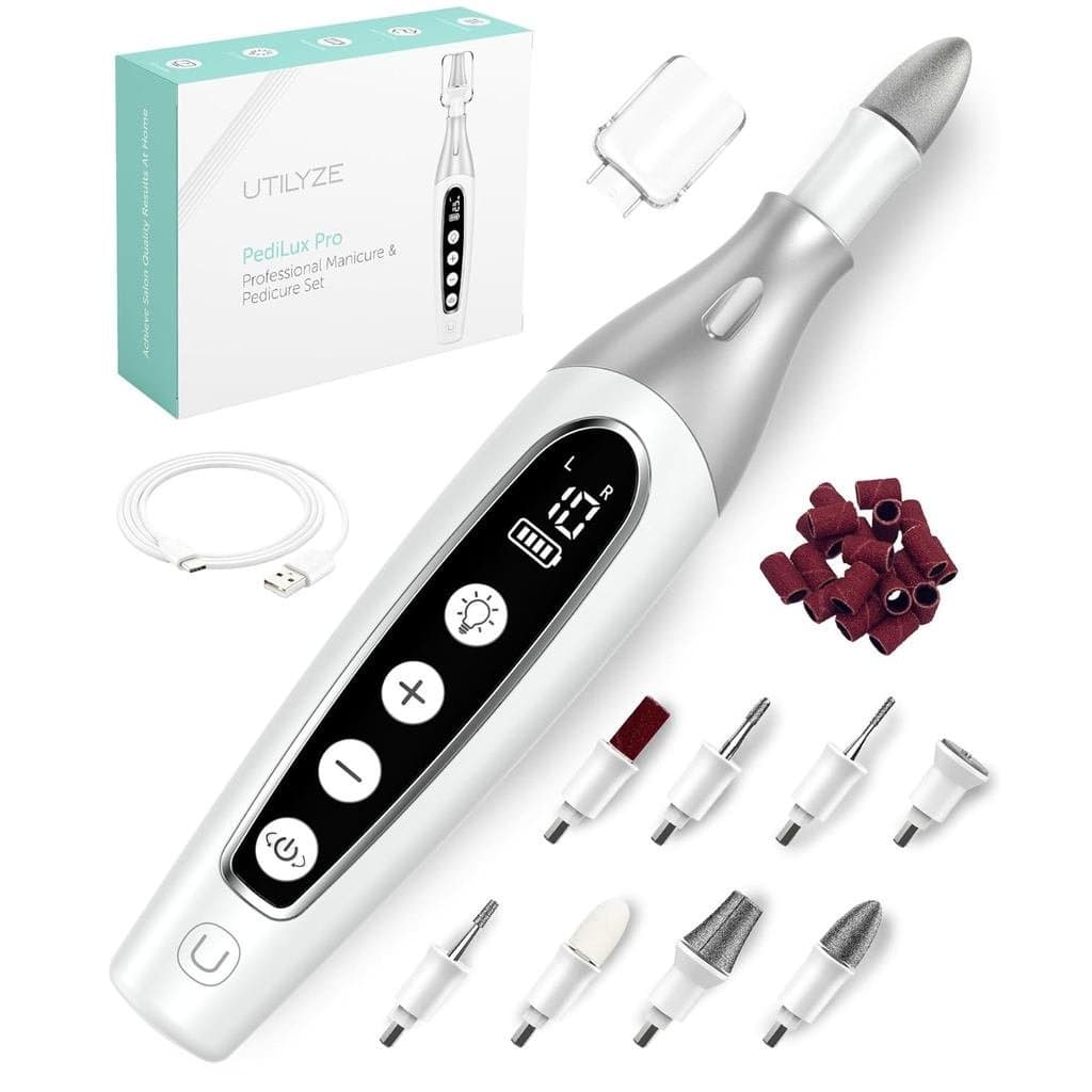 PediLux Pro Kit Profissional de Manicure e Pedicure, Conjunto de Lixa Elétrica Sem Fio para Unhas, Lixador de Unhas Gros