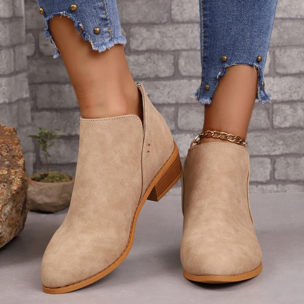 Botas Curtas Femininas Detalhes Em Camurça Venda Original