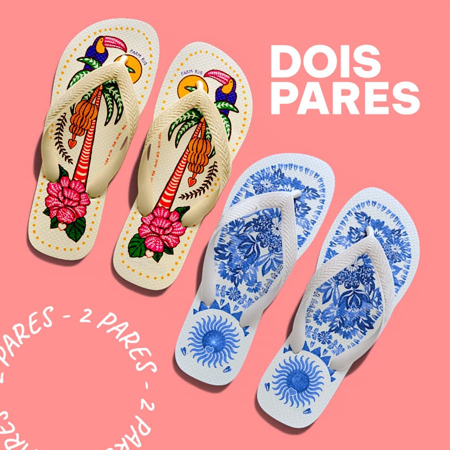 2 Pares Sandália  Chinelo de Mulher Feminino Estampado Original