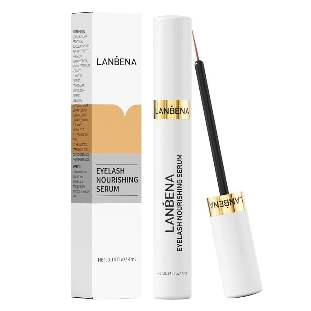 Sérum para Crescimento de Cílios LANBENA, Tratamento Avançado para Cílios - Fórmula Natural para Cílios Mais Volumosos,