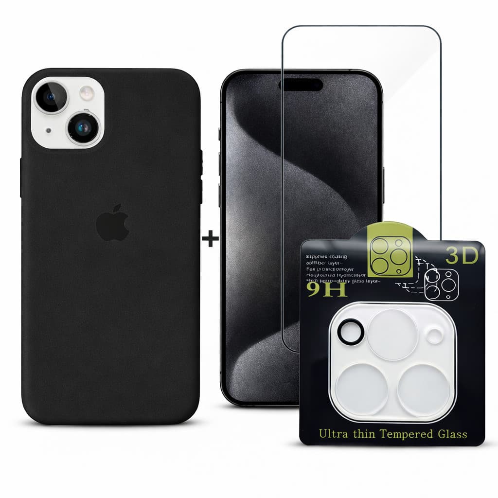 Kit 3em1 Case Silicone Colorida iPhone XR 11 12 13 14 15 16 + Película Vidro 3D + Lente Câmera - Avatar