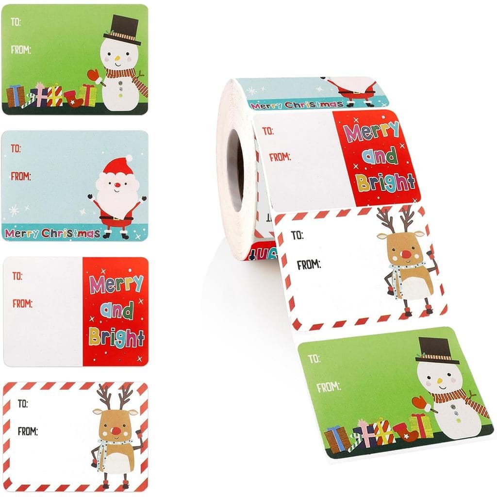 Etiquetas de Presente de Natal, 500 PCS Etiquetas Autoadesivas para Presentes de Natal, Adesivos de Nome para Presentes,