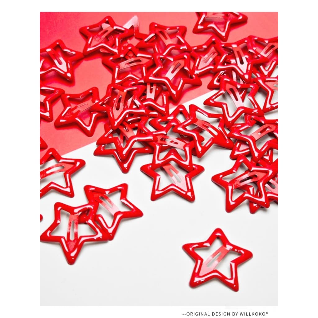 Atmosfera de ano novo ~ ~ estrela grampo de cabelo vermelho estrela de cinco pontas grampo de cabelo atmosfera de ano no