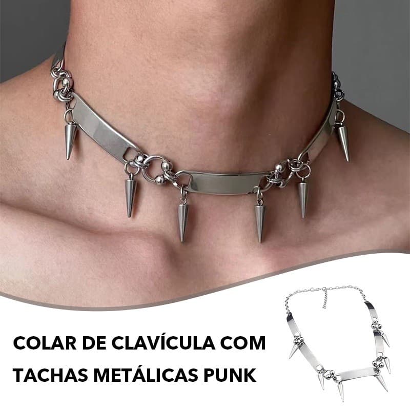 Colar de rebite de aço de titânio, adequado para homens e mulheres, colar de Metal estilo Punk, joias luxuosas de Hip Ho