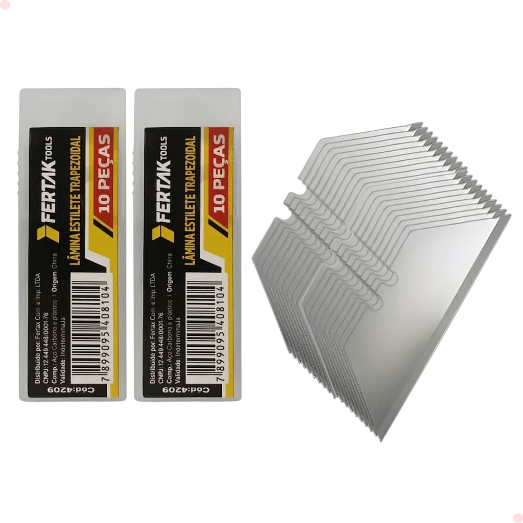 Jogo de 20 Lâminas Trapezoidal Fertak Para Estiletes de 18 mm