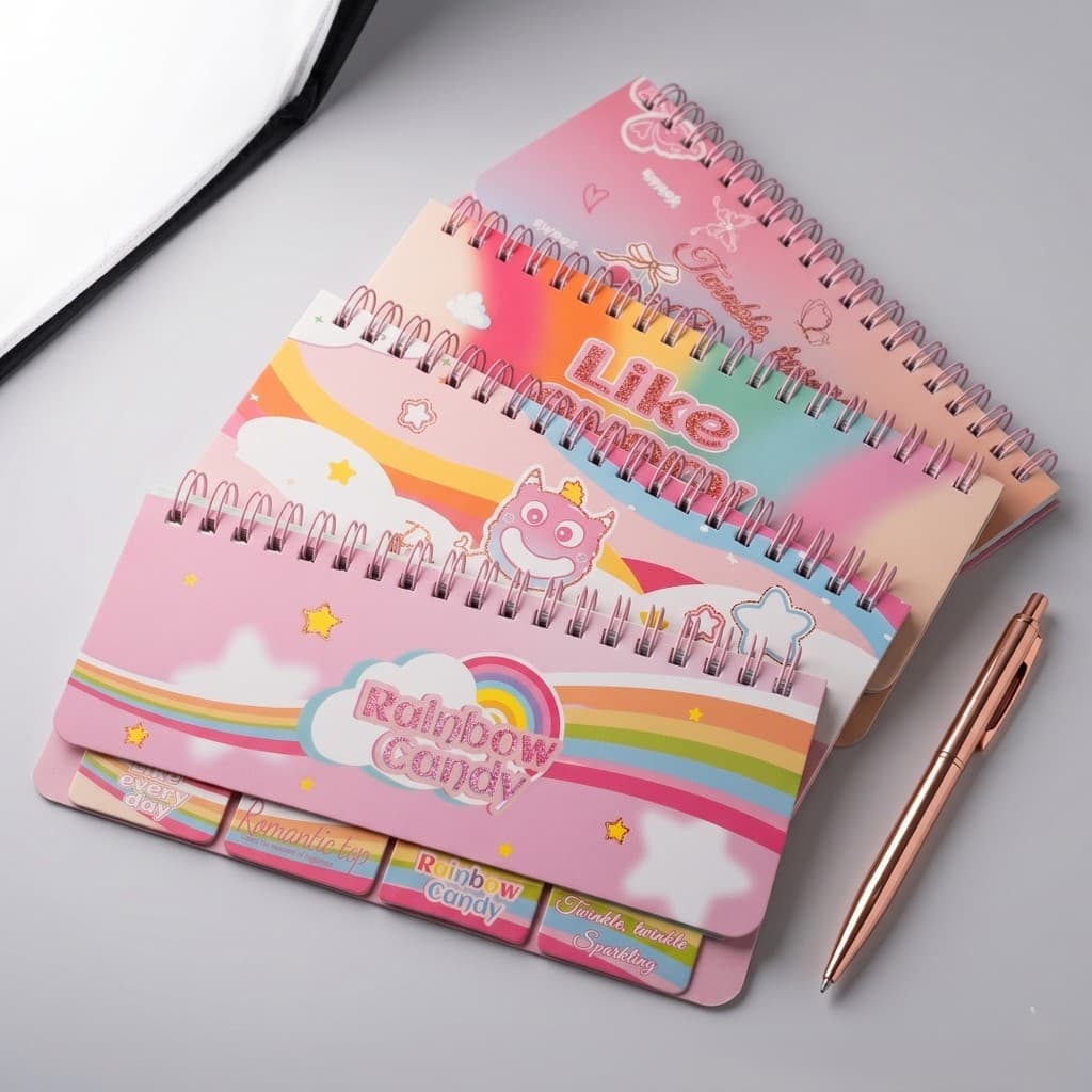 Planner Diário Rainbow Com Divisões e 55 Folhas Ilustradas de 70g/m²