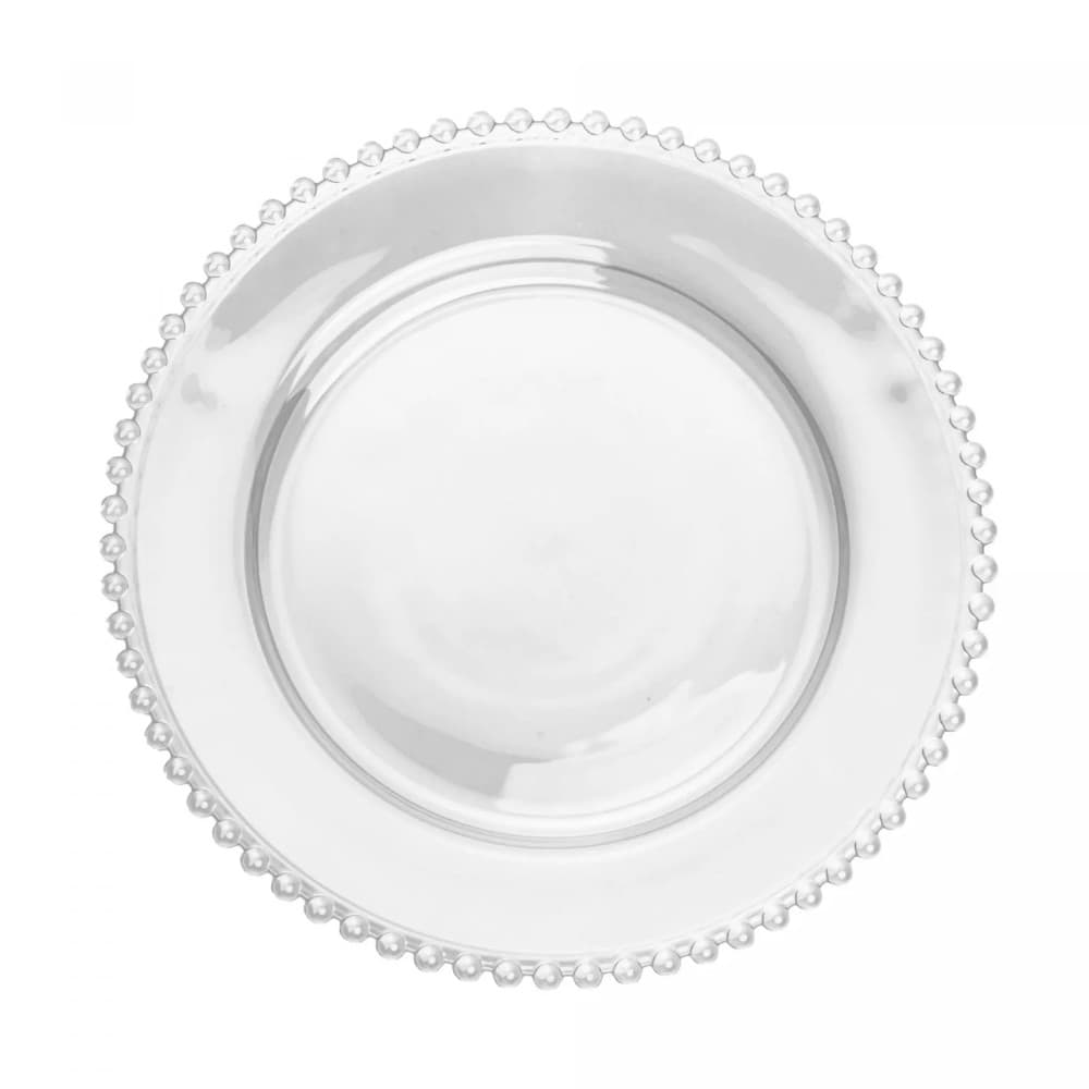Conjunto 2 Pratos Rasos de Cristal Pearl Bolinhas 28cm Wolff