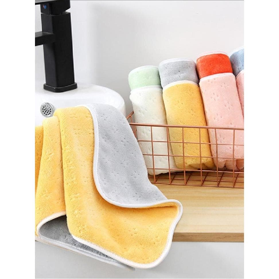 Toalha de banho de lã Coral, camada dupla, cor contrastante, espessada, macia, adequada para a pele, absorve água do que